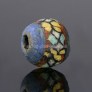 Ancient mosaic glass bead with checkerboard pattern band